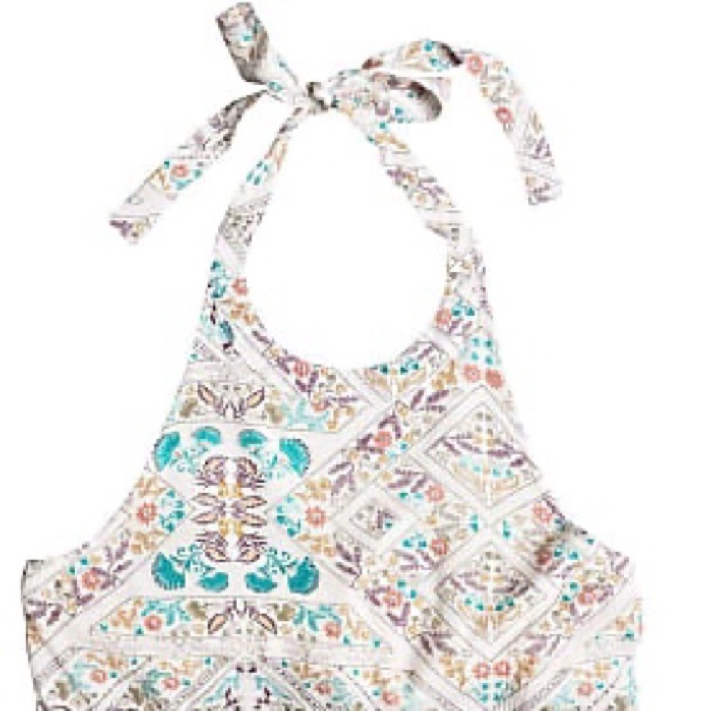 Roxy White Floral Halter Top